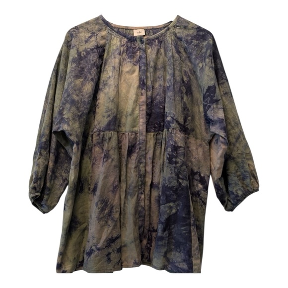 Boho Tie-Dye Tunic Blouse | Cottagecore Peasant Top Size‎ Medium Whimsigoth - Picture 2 of 15